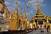 Yangon Myanmar. Shwedagon Pagoda (the Golden Stupa). Detail of the Prayer hall at each of the four cardinal points. 